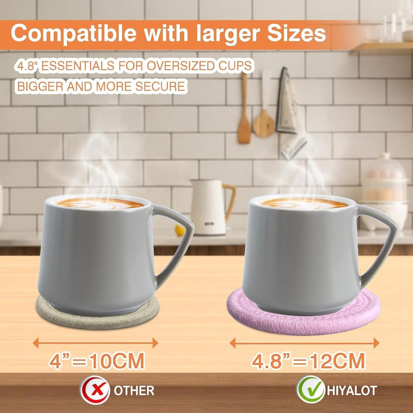 4.8" Sakura Pink Cotton Coasters for Drinks Set of 2 – Soft Absorbent Fabric Drink Pads for Coffee Cups, Boho Pastel Mug Mats for Desk, Nightstand, Dorm & Home Decor – Minimalist & Gift-Ready