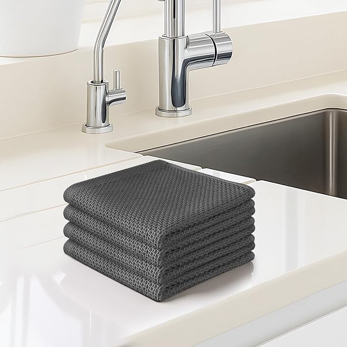100% Cotton Waffle Weave Kitchen Towels, 4 Pack Dish Cloths - Image 7