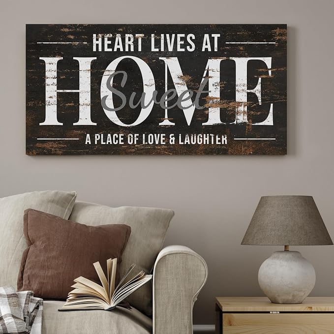IPIC - Home Sweet Home Sign on Canvas, Rustic Family Wall Art, Farmhouse Canvas - Image 4