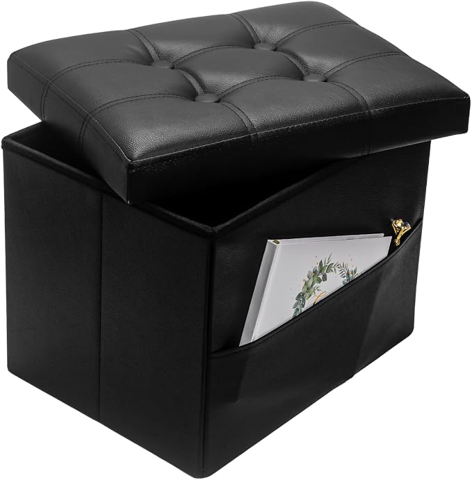 Bsketa Storage Ottoman Foot Rest Stool, Small Leather Storage Ottomans Bench by Bsketa