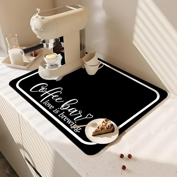Coffee Bar Mat Rubber Dish Drying Mat by PtRug