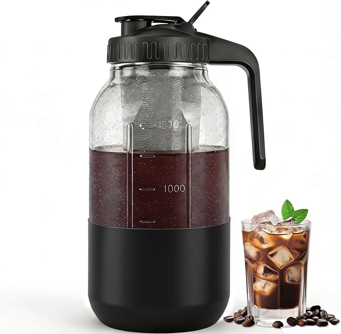 Cold Brew Coffee Maker, 64oz Mason Jar Pitcher by QHH