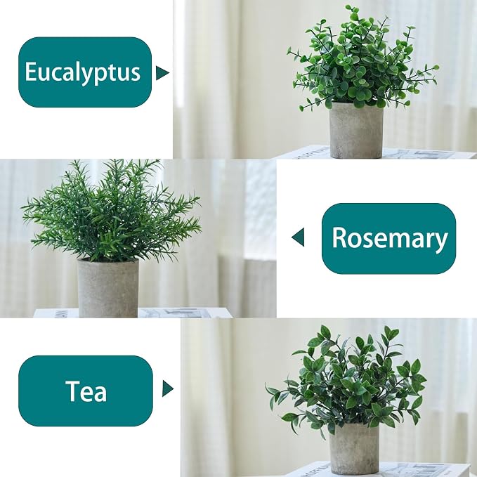 3 Pack Small Potted Fake Plants - Image 2