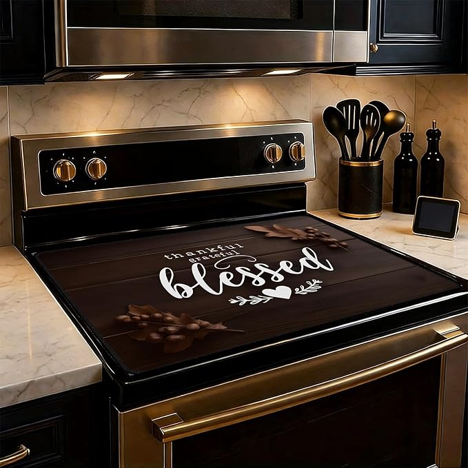 Blessed Stove Top Cover 28.3 x 20.5 Inches, Heat Resistant Glass Stove by KKYEJLQYI