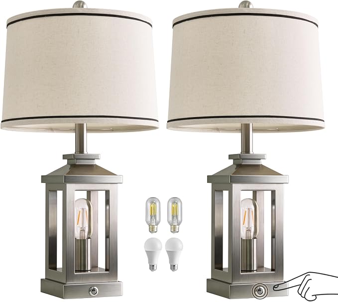 G-SAFAVA 24" Table Lamps for Living Room Bedroom Modern Metal Bedside Lamps Set - Image 9