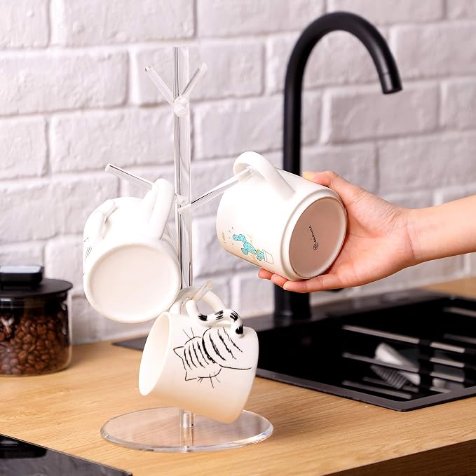 Patelai 14 Inch Acrylic Coffee Mug Tree Coffee Mug Rack Cup Holders - Image 5