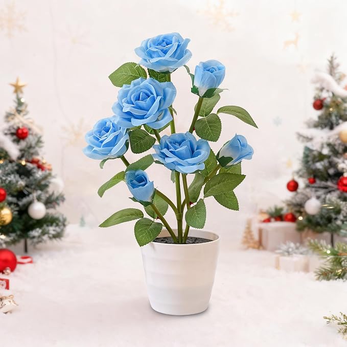 Artificial Blue Rose Flower Lamp LED Lights, Flower Table Lamp - Image 7