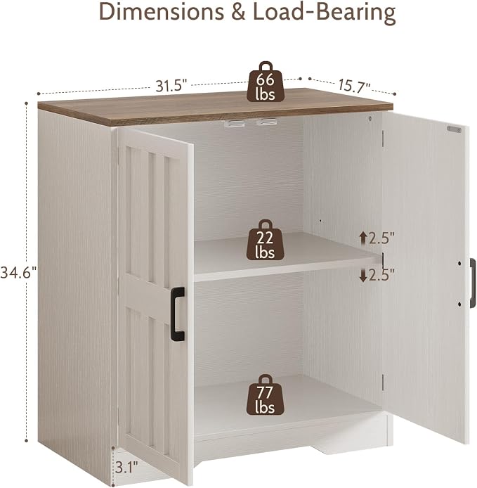 Sideboard Buffet Cabinet, Modern Farmhouse Kitchen Storage Cabinet, Small - Image 2