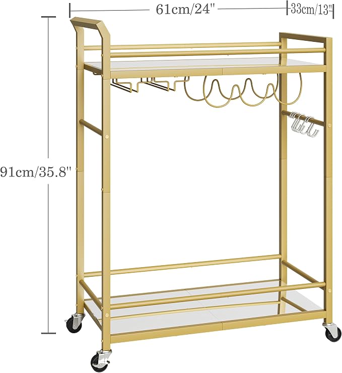 3 Tier Bar Cart, Small Beverage Cart, Mini Bar Cart - Image 5