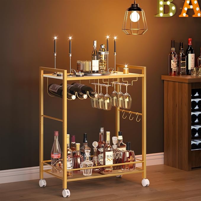 Joaxswe Bar Cart, Home Bar Serving Cart by Joaxswe