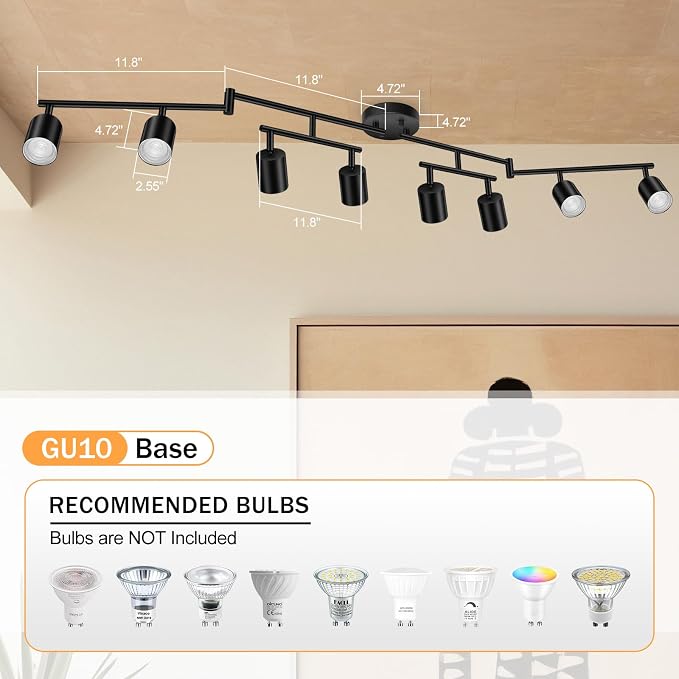 BoostArea LED 8 Light Track Lighting Kit, Flexibly Rotatable Light Head - Image 2