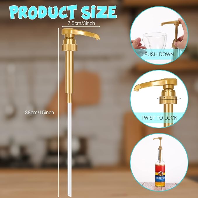 Zopeal 8 Pieces Coffee Syrup Pump Dispenser Fits 750ml/25.4oz Bottles, Skinny - Image 2