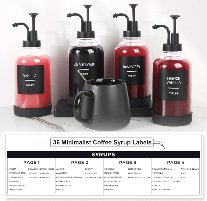 Coffee Syrup Dispenser for Coffee Bar, 16.9 oz 500ml Syrup Pump Dispenser - Image 4