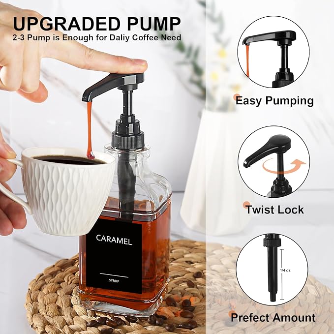 GMISUN Coffee Syrup Dispenser, 16.9 fl oz Syrup Pump Dispenser - Image 2