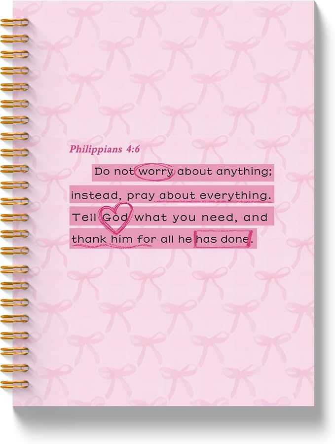 Coquette Pink Bow Christian Spiral Notebook, Christian Journals by Unknown