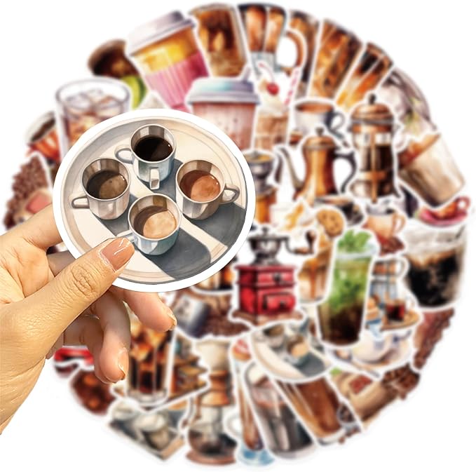 Vintage Coffee Theme Stickers 50PCS Afternoon Tea Drink, Iced Coffee Stickers - Image 5