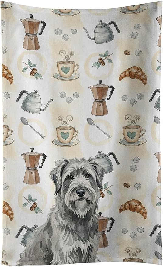 Caroline's Treasures Gray Briard Coffee Bar Kitchen Towel Velour Plush Front by CarolinesTreasures
