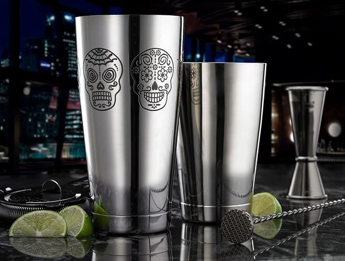 Barfly Skull Cocktail Shaker Tin Set, Stainless Steel - Image 8