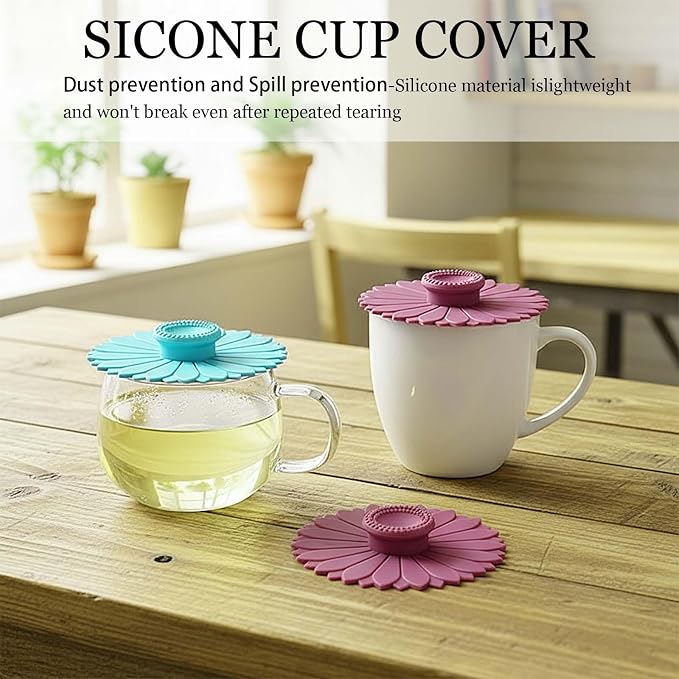 Sunflower Silicone Cup Covers, Reusable & Flexible Mug Covers and Silicone Lids - Image 5