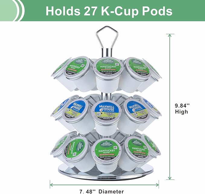 K cup Holder Storage Coffee Capsules Pod Holder Carousel 3 Tier Compatible - Image 2