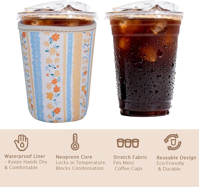 Reusable Insulated Sleeve for Iced Coffee Cup, Beverage Holder for Iced Coffee - Image 6