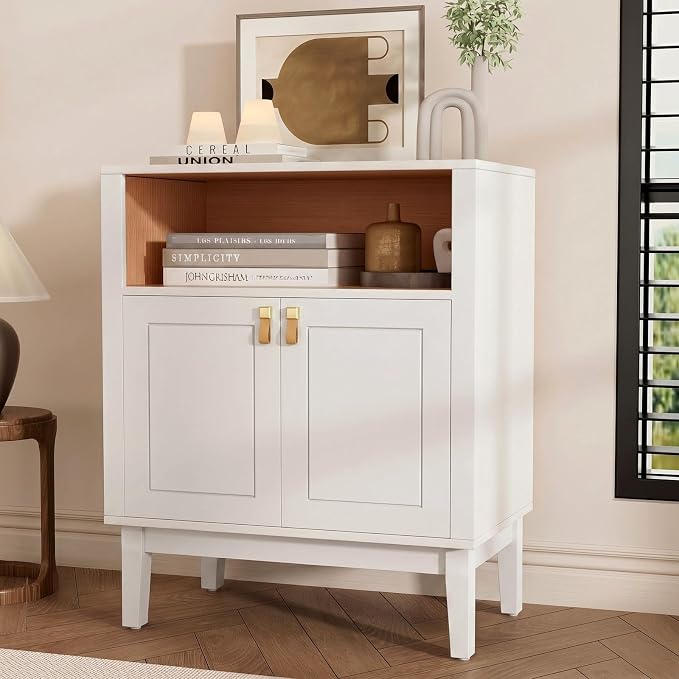 TUSY 32"H Sideboard Cabinet, Two-Tone Farmhouse Storage Unit by TUSY