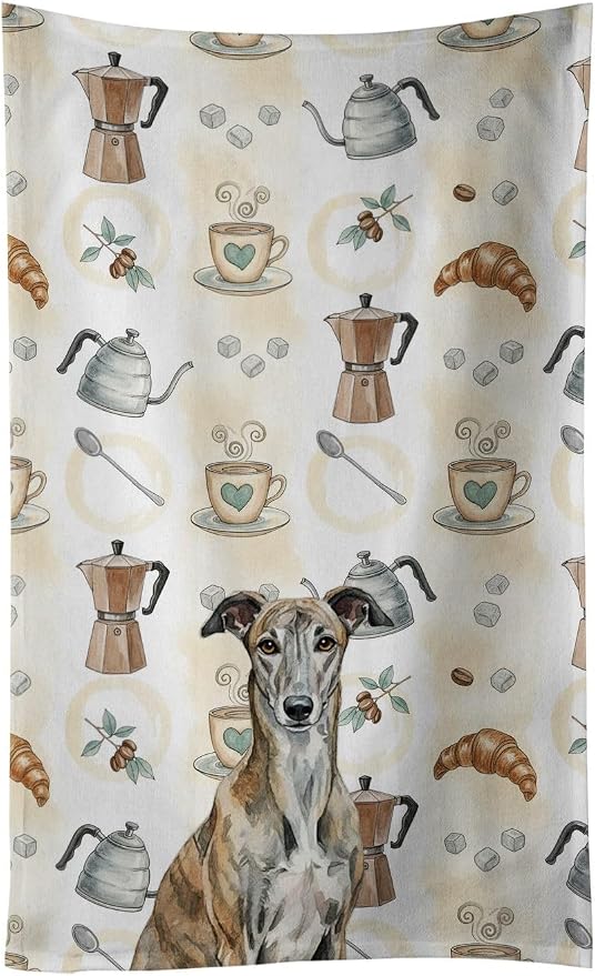 Caroline's Treasures Brindle Greyhound Coffee Bar Kitchen Towel Velour Plush by CarolinesTreasures