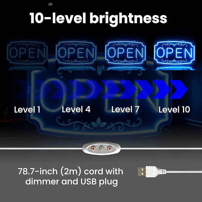 LED Neon Open Signs for Business Window Wall Door, Light Up Open Lights Sign - Image 6