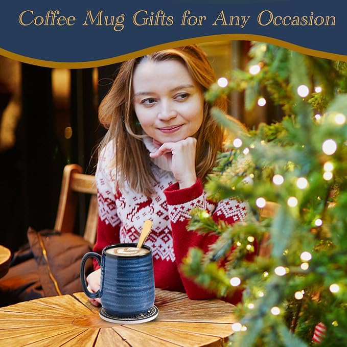 HASENSE Coffee Mugs Set of 2, 12oz Ceramic Glazed Mugs - Image 4