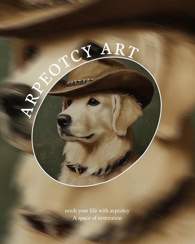 ARPEOTCY Gold Framed Canvas Wall Art, 8x10 Inch Funny Cowboy Dog Portrait - Image 6