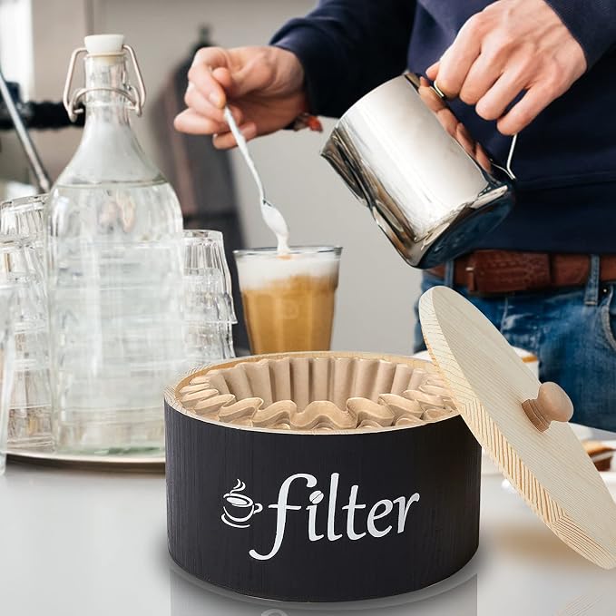 Coffee Filter Holder, Wood Coffee Filters Storage Container - Image 4