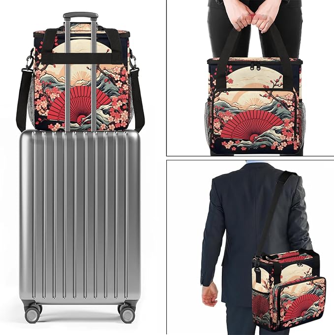 Japanese Style Coffee Maker Carring Bag, Large Insulated Storage Organizer Case - Image 7
