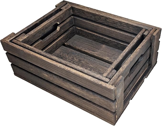 ARTAWEIN Set of 2 Rustic Wooden Crates - Image 3