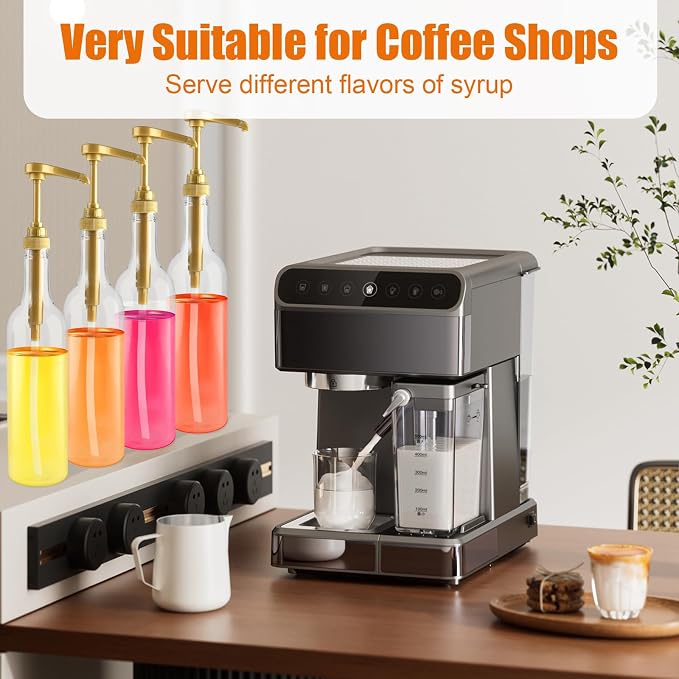 4 Pack Syrup Dispenser for Coffee Bar, 25.4 oz/750 ml Clear Syrup Dispenser - Image 5