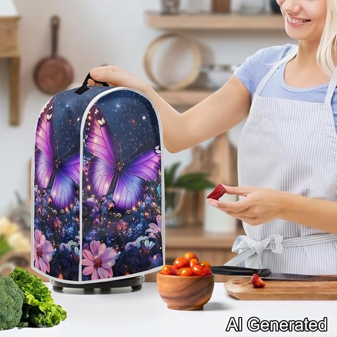 Purple Butterfly Blender Cover | Washable Smudge-Proof Appliance Protector - Image 2