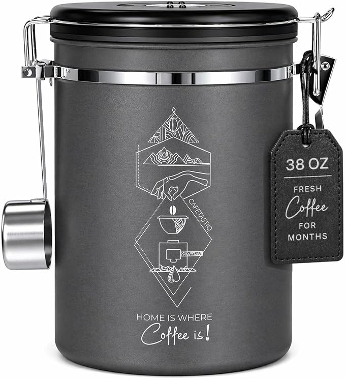 Large Coffee Canister – Airtight Stainless Steel Storage Container by CafetastiQ