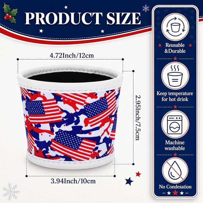 Potchen 16 Pack Reusable Iced Coffee Cup Sleeves Neoprene Insulated Drink Cup - Image 2