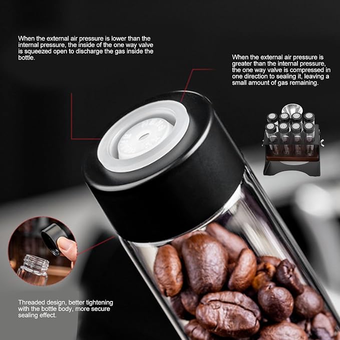 banapoy Single Dose Coffee Bean Storage Tubes and Stand, Adjustable Large - Image 5