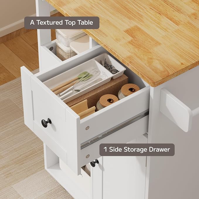 Gizoon Kitchen Island Cart on Wheels, Rolling Serving Utility Cart - Image 5