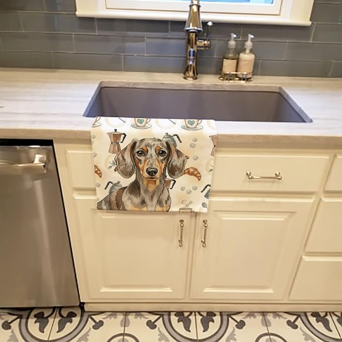 Caroline's Treasures Dapple Dachshund Coffee Bar Kitchen Towel Velour Plush - Image 2