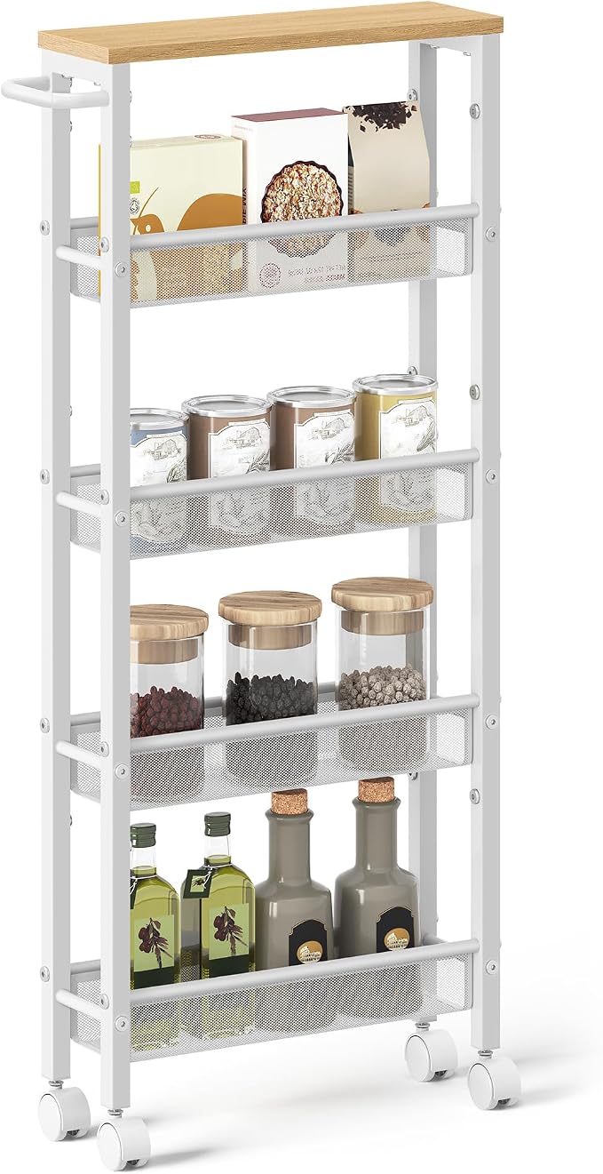 VASAGLE Slim Rolling Cart, 5-Tier Storage Cart, Narrow Cart by Unknown