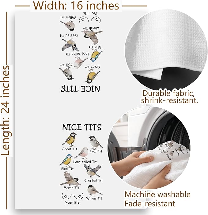 Funny Bird Hand Towel, Nice Tits Humor Bathroom Hand Towel - Image 7