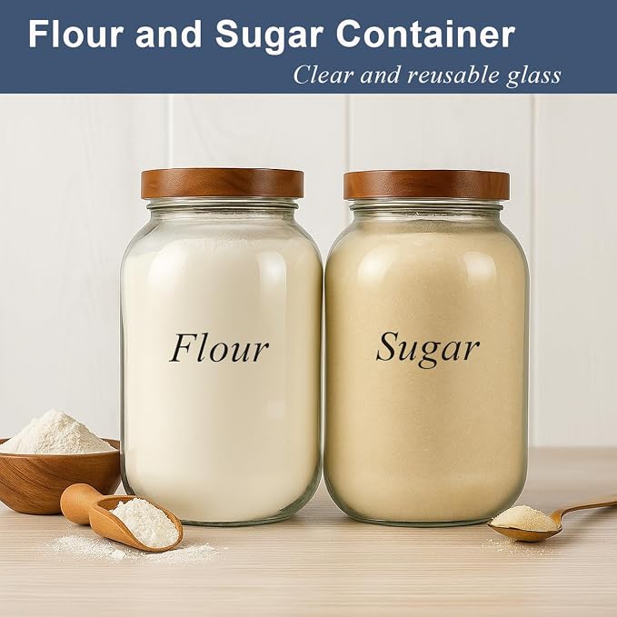 2 Pack Glass Flour Sugar Storage Containers - Image 2