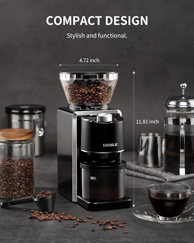 KIDISLE Conical Burr Espresso Grinder, 35 Precise Settings Electric Coffee Bean - Image 8