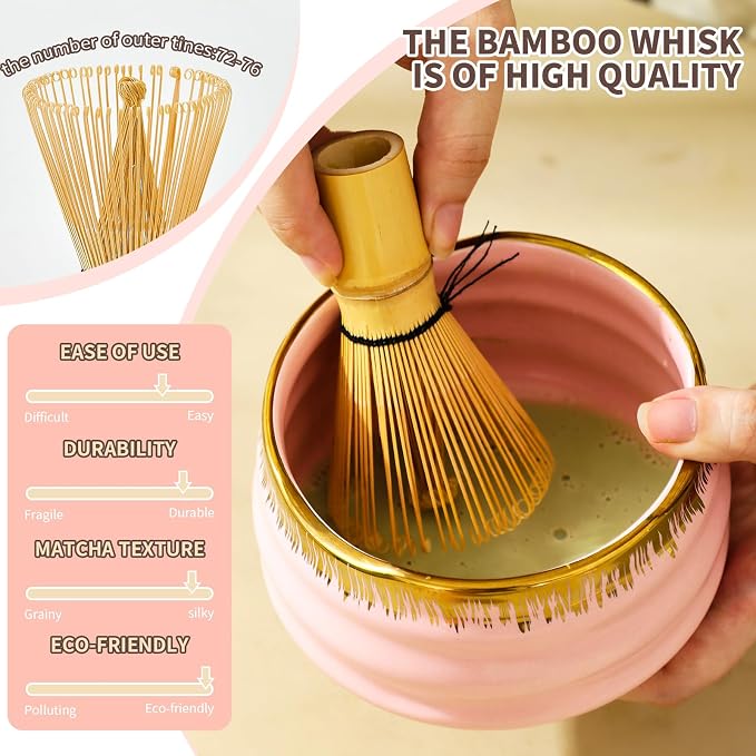 7-Piece Matcha Set: Matcha Bowl + Bamboo Whisk Kit, Ceremonial Matcha Whisk - Image 2