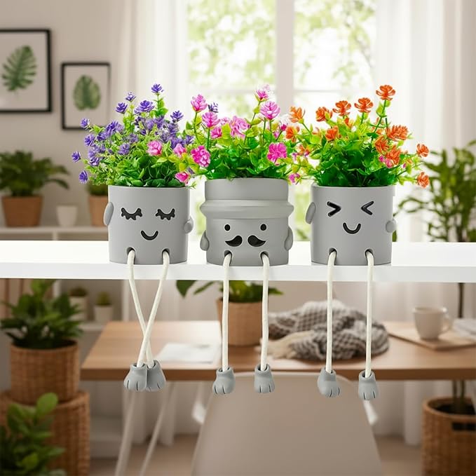 3 Packs Cute Fake Plants, Artificial Potted Plants - Image 9