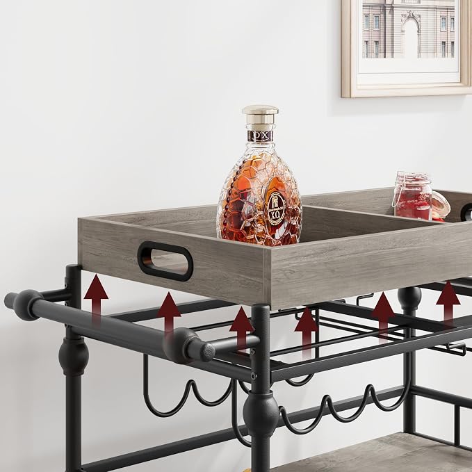 GarveeHome Bar Cart with Wheels, 3-Tier Serving Cart - Image 2