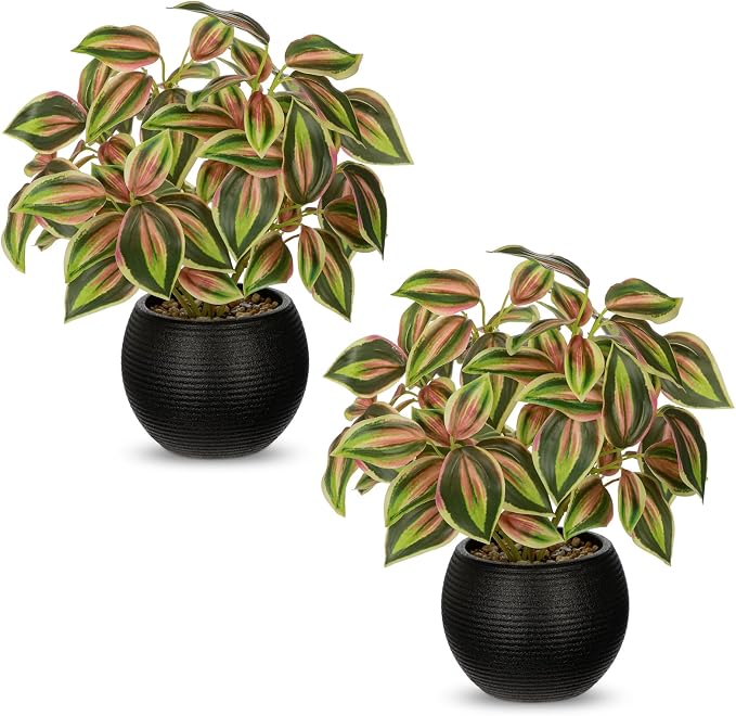 2 Packs Artificial Plants in Black Pot by Arborus