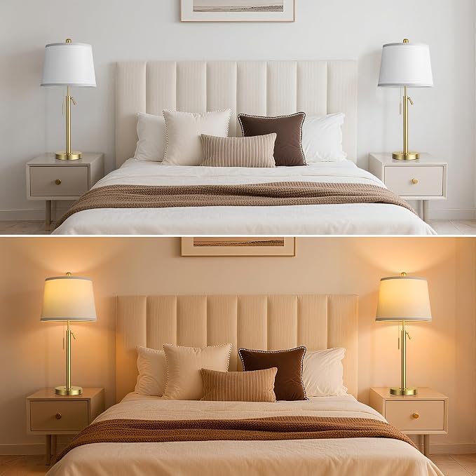 Tall Table Lamps Set of 2, Modern Gold Table Lamps - Image 4