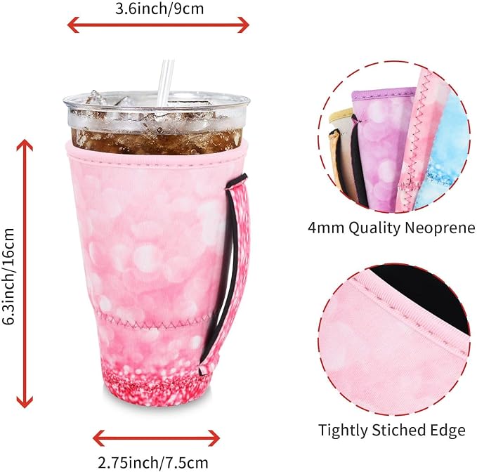 4Pack Reusable Iced Coffee Sleeve Insulator Sleeves - Image 2
